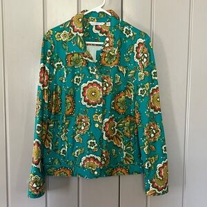 Isaac Mizrahi Teal and Floral Jacket